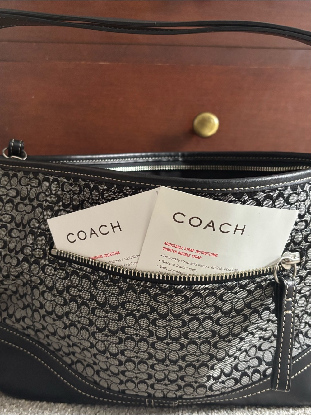 Coach Signature 10945 Micro C E/W Shoulder/Crossbody Bag in Black and Gray